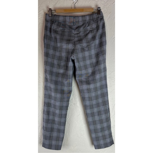 Theory Women’s Wool Blend Straight Leg Plaid Pants Gray/Blue Lightweight, size 4 - Picture 3 of 9
